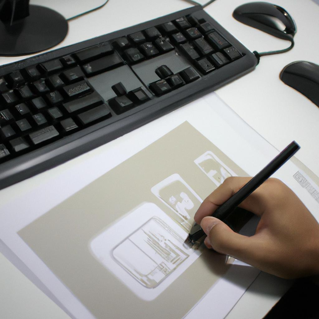 Person using design software, sketching